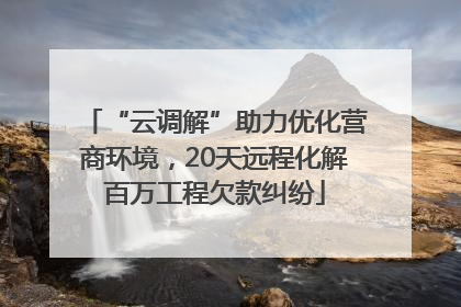 “云调解”助力优化营商环境，20天远程化解百万工程欠款纠纷