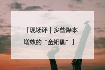 现场评｜多些降本增效的“金钥匙”