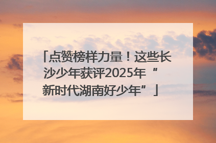 点赞榜样力量！这些长沙少年获评2025年“新时代湖南好少年”