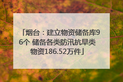 烟台：建立物资储备库96个 储备各类防汛抗旱类物资186.52万件