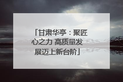 甘肃华亭：聚匠心之力 高质量发展迈上新台阶