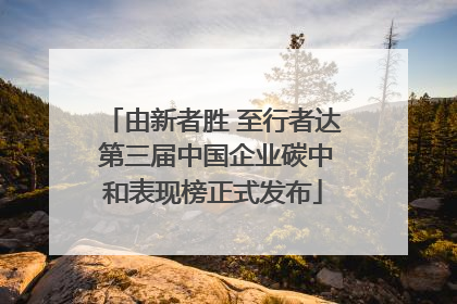由新者胜 至行者达 第三届中国企业碳中和表现榜正式发布