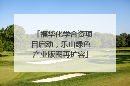 福华化学合资项目启动，乐山绿色产业版图再扩容