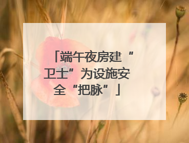 端午夜房建“卫士”为设施安全“把脉”
