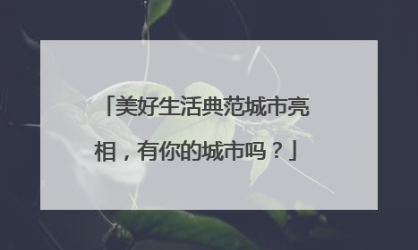 美好生活典范城市亮相，有你的城市吗？