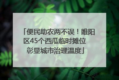 便民助农两不误！睢阳区45个西瓜临时摊位 彰显城市治理温度