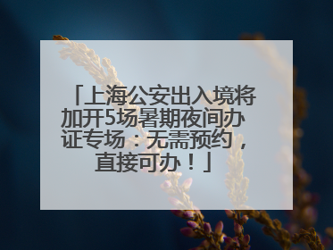上海公安出入境将加开5场暑期夜间办证专场：无需预约，直接可办！