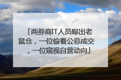 两券商IT人员曝出老鼠仓，一位偷看公募成交，一位窥视自营动向