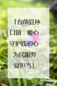 台前县孙口镇：暖心守护践初心 为民服务显担当