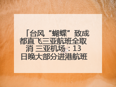 台风“蝴蝶”致成都直飞三亚航班全取消 三亚机场：13日晚大部分进港航班还未取消