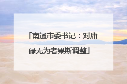南通市委书记：对庸碌无为者果断调整