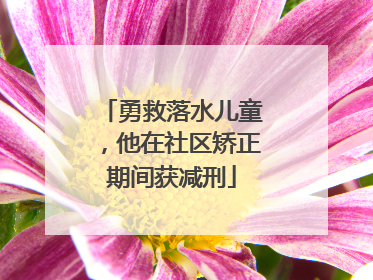 勇救落水儿童，他在社区矫正期间获减刑