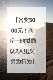 各奖5000元！商丘一地拟确认2人见义勇为行为
