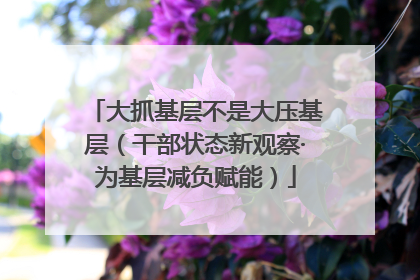 大抓基层不是大压基层（干部状态新观察·为基层减负赋能）