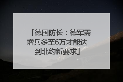 德国防长：德军需增兵多至6万才能达到北约新要求