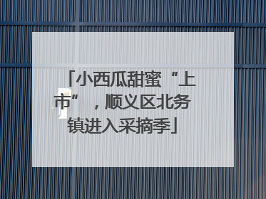 小西瓜甜蜜“上市”，顺义区北务镇进入采摘季