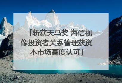 斩获天马奖 海信视像投资者关系管理获资本市场高度认可