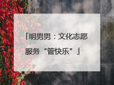 明男男：文化志愿服务“管快乐”