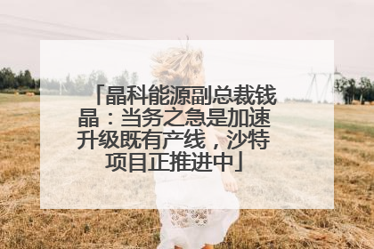 晶科能源副总裁钱晶：当务之急是加速升级既有产线，沙特项目正推进中