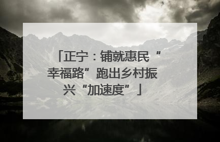 正宁：铺就惠民“幸福路”跑出乡村振兴“加速度”