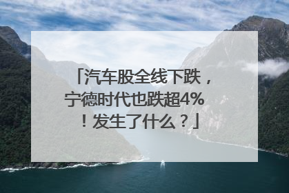 汽车股全线下跌，宁德时代也跌超4%！发生了什么？