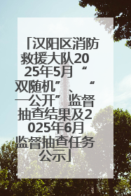 汉阳区消防救援大队2025年5月“双随机”、“一公开”监督抽查结果及2025年6月监督抽查任务公示