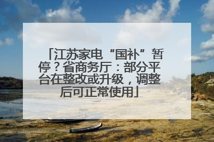 江苏家电“国补”暂停？省商务厅：部分平台在整改或升级，调整后可正常使用