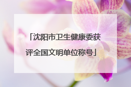 沈阳市卫生健康委获评全国文明单位称号