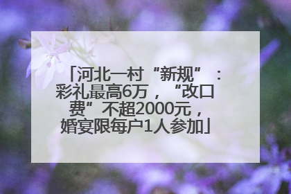 河北一村“新规”：彩礼最高6万，“改口费”不超2000元，婚宴限每户1人参加