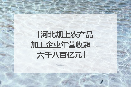 河北规上农产品加工企业年营收超六千八百亿元