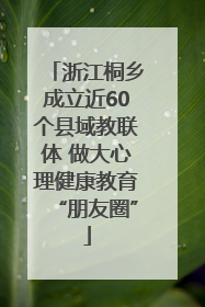 浙江桐乡成立近60个县域教联体 做大心理健康教育“朋友圈”