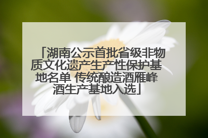 湖南公示首批省级非物质文化遗产生产性保护基地名单 传统酿造酒雁峰酒生产基地入选