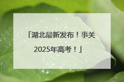 湖北最新发布！事关2025年高考！