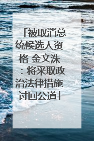 被取消总统候选人资格 金文洙：将采取政治法律措施讨回公道