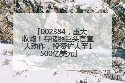 002384，重大收购！存储器巨头官宣大动作，投资扩大至1500亿美元