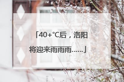 40+℃后，洛阳将迎来雨雨雨……